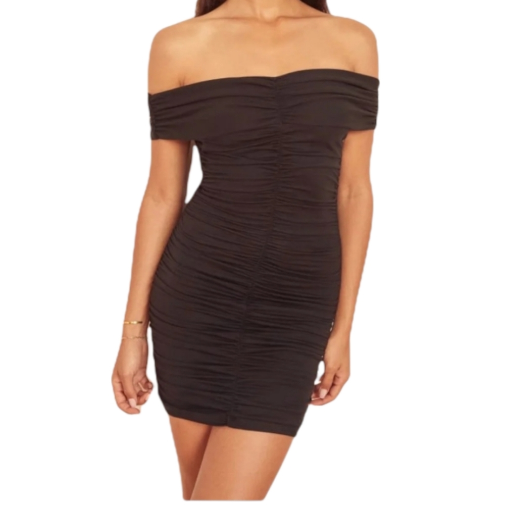 Reformation Sabine Ruched Minidress Size L NWT